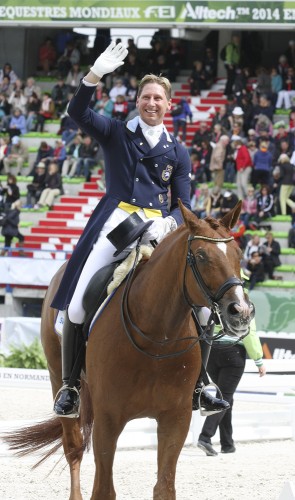 Patrick Kittel and Watermill Scandic of Sweden. Happy after a solid ride and a good score ©ilse schwarz dressage-news.com